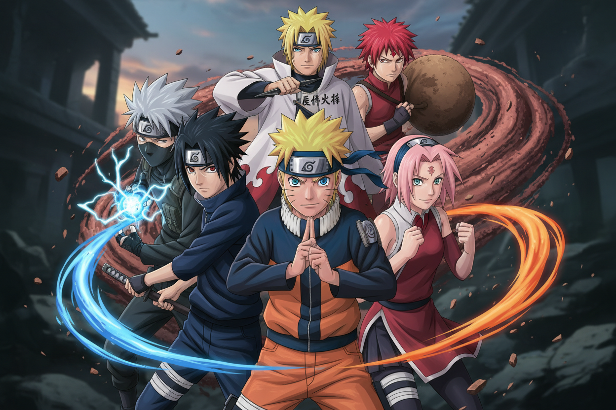 Naruto sakura sasuke gaara kakashi minato in one picture